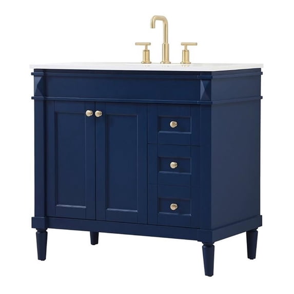 Elegant Decor Bennett 36" Aluminum MDF Single Bathroom Vanity in Blue