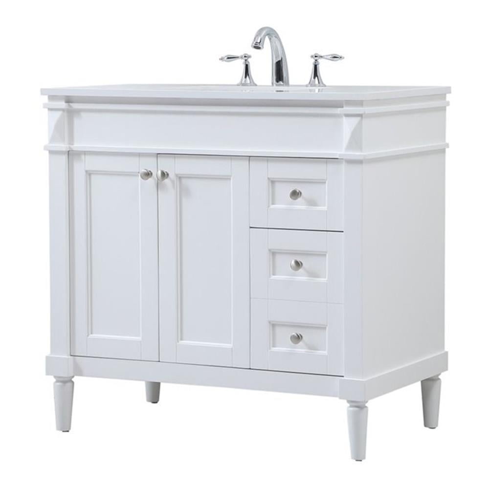 Elegant Decor Bennett 36" Aluminum MDF Single Bathroom Vanity in White