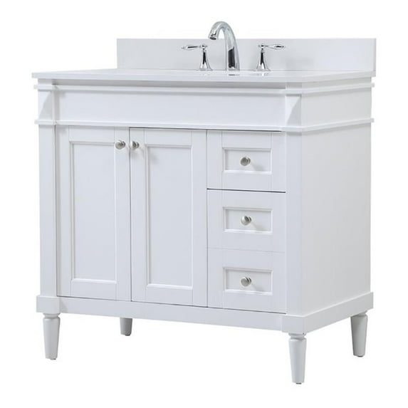 Elegant Decor Bennett 36" MDF Single Bathroom Vanity with Backsplash in White