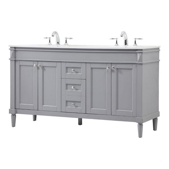 Elegant Kitchen and Bath 60 Inch Double Bathroom Vanity In Grey
