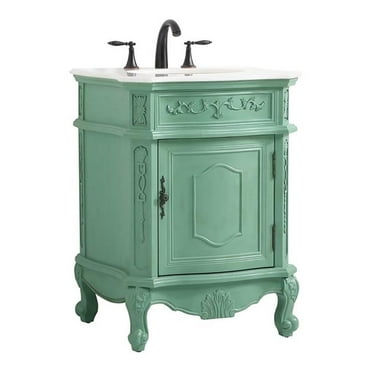Elegant Decor Berkshire 24" Solid Wood and MDF Single Bathroom Vanity in Mint