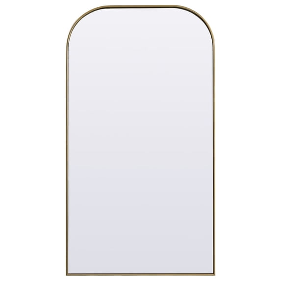 Metal Frame Arch Full Length Mirror 35x66 Inch in Brass