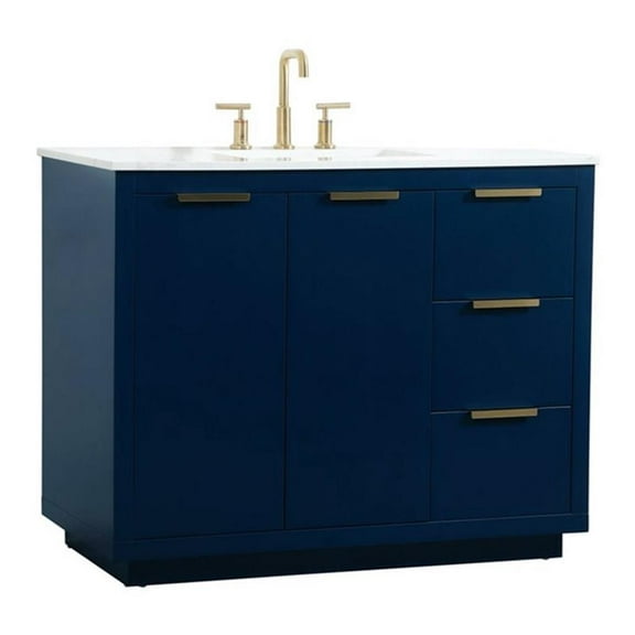 Elegant Decor Blake 42" Aluminum Alloy MDF Single Bathroom Vanity in Blue
