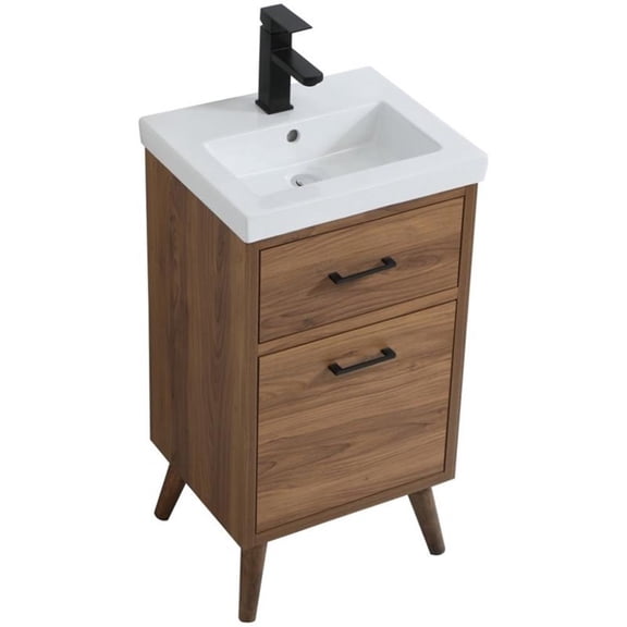 18 inch bathroom vanity in walnut brown
