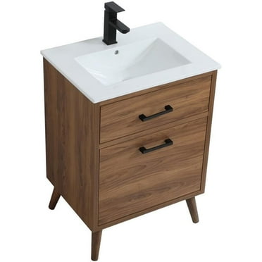 Elegant Decor Boise 24" Porcelain Top Bathroom Vanity in Walnut Brown