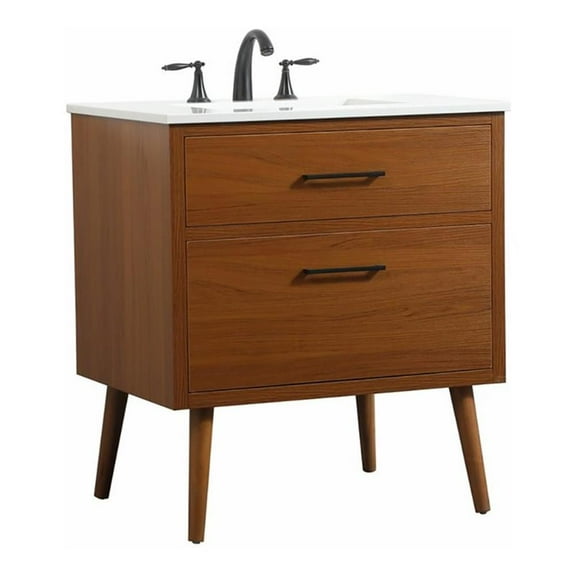 30 inch single bathroom vanity in teak