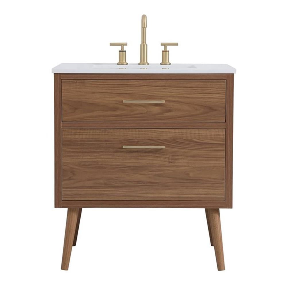 Elegant Kitchen and Bath 30 inch bathroom vanity in Walnut Brown