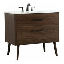 36 inch single bathroom vanity in walnut