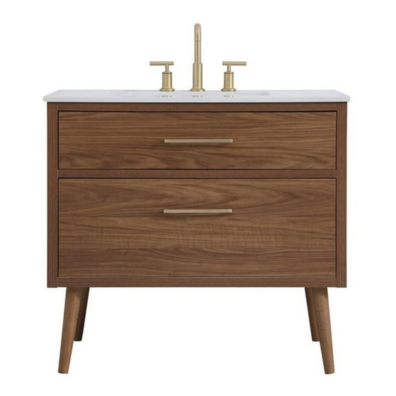 Elegant Kitchen and Bath 36 inch bathroom vanity in Walnut Brown