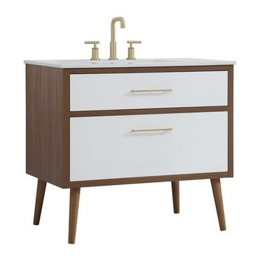 Elegant Decor Boise 36" Steel and Wood Bathroom Vanity in White