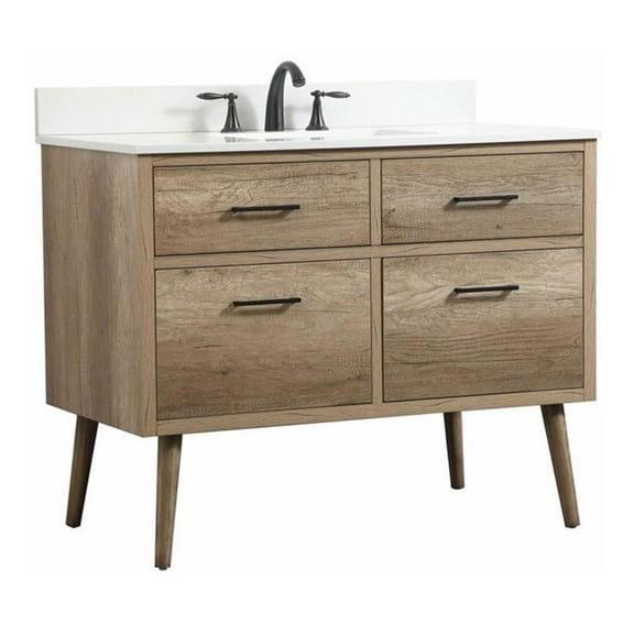 Elegant Decor Boise 42" MDF Single Bathroom Vanity with Backsplash - Natural Oak