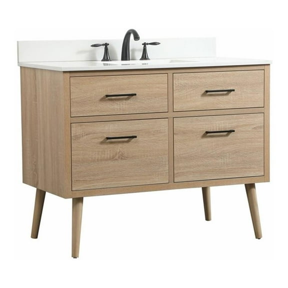 Elegant Decor Boise 42" MDF Single Bathroom Vanity with Backsplash in Mango Wood
