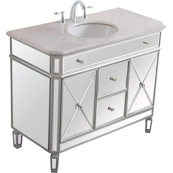 42 in. Single Bathroom Vanity set in antique silver