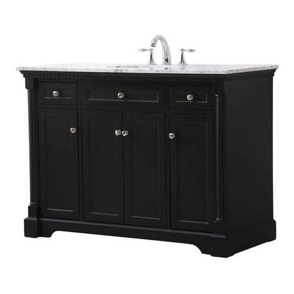 Elegant Decor Clarence 48" Solid Wood Metal Single Bathroom Vanity Set in Black