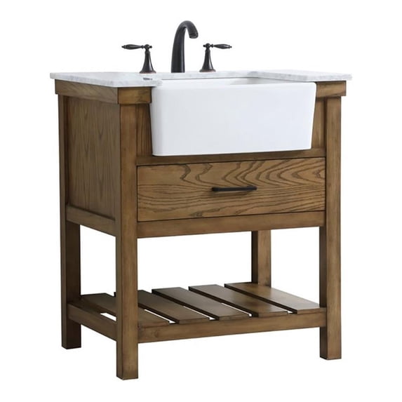 Elegant Decor Clement 30" Aluminum MDF Single Bathroom Vanity in Driftwood