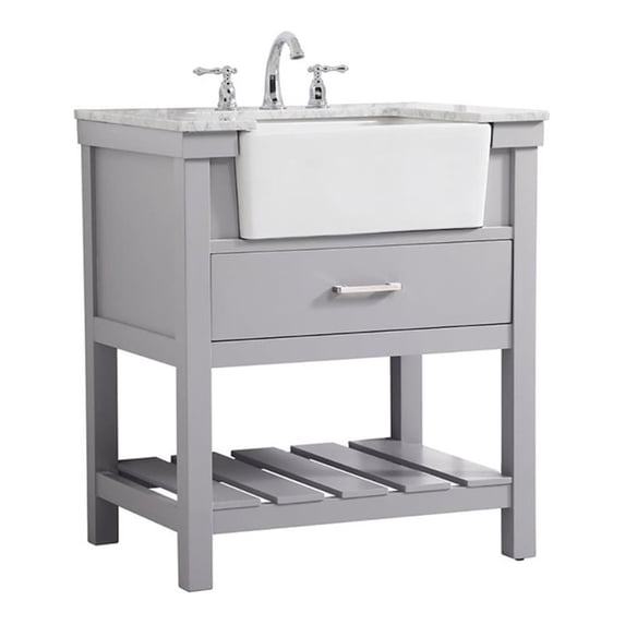 Elegant Decor Clement 30" Aluminum MDF Single Bathroom Vanity in Gray