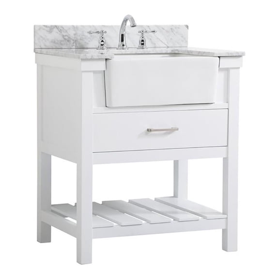 Elegant Decor Clement 30" MDF Single Bathroom Vanity with Backsplash in White