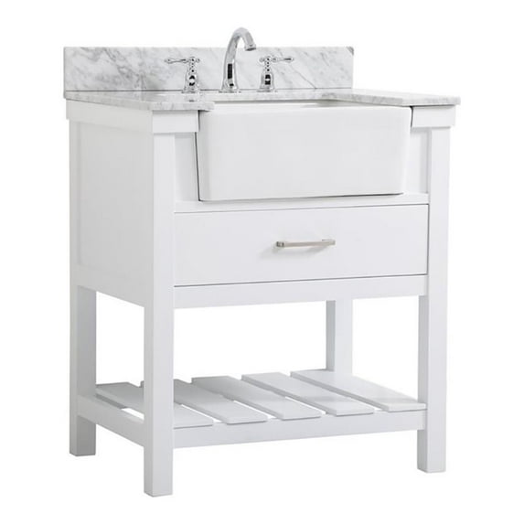 Elegant Decor Clement 30" MDF Single Bathroom Vanity with Backsplash in White