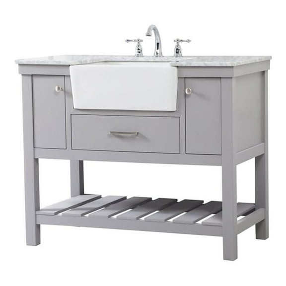 Elegant Decor Clement 42" Aluminum MDF Single Bathroom Vanity in Gray Finish