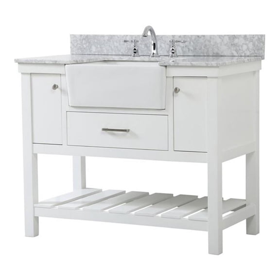 Elegant Decor Clement 42" MDF Single Bathroom Vanity with Backsplash in White