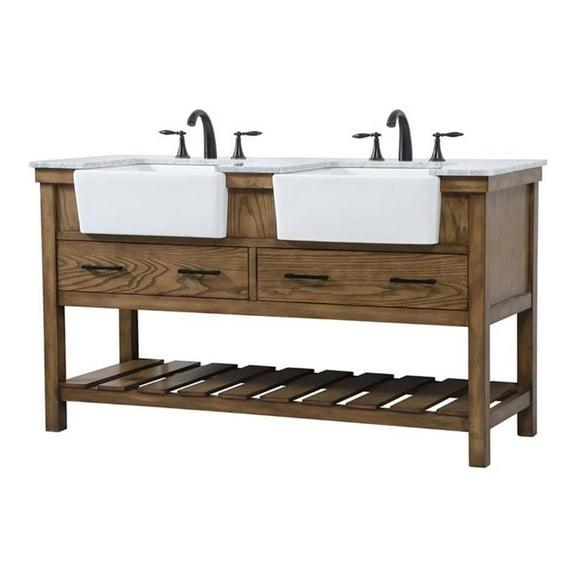 Elegant Decor Clement 60" Aluminum MDF Double Bathroom Vanity in Driftwood