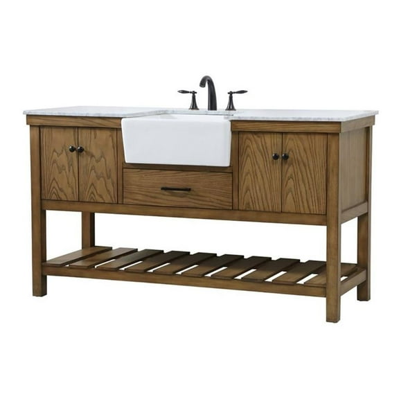 Elegant Decor Clement 60" Aluminum MDF Single Bathroom Vanity in Driftwood