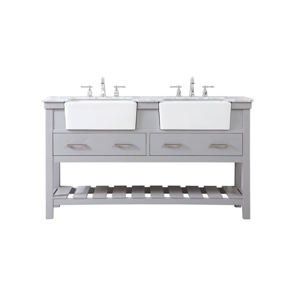 Elegant Decor Clement 60" Wood Double Bathroom Vanity in Black