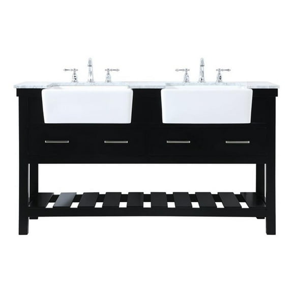 Elegant Decor Clement 60" Wood Double Bathroom Vanity in Black