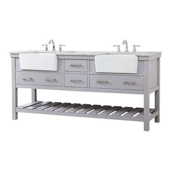 Elegant Decor Clement 72" Aluminum MDF Double Bathroom Vanity in Gray