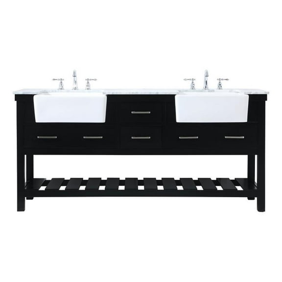 Elegant Decor Clement 72" Wood Double Bathroom Vanity in Black