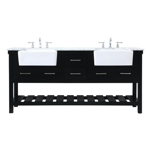 Elegant Decor Clement 72" Wood Double Bathroom Vanity in Black