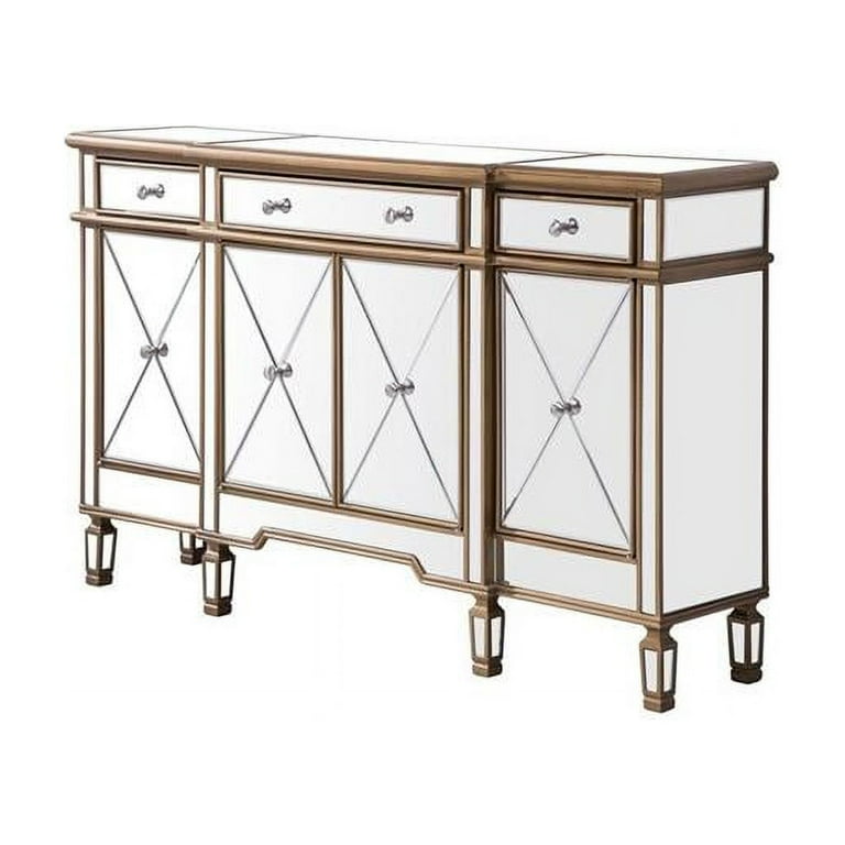 Silver credenza cheap with mirrored doors