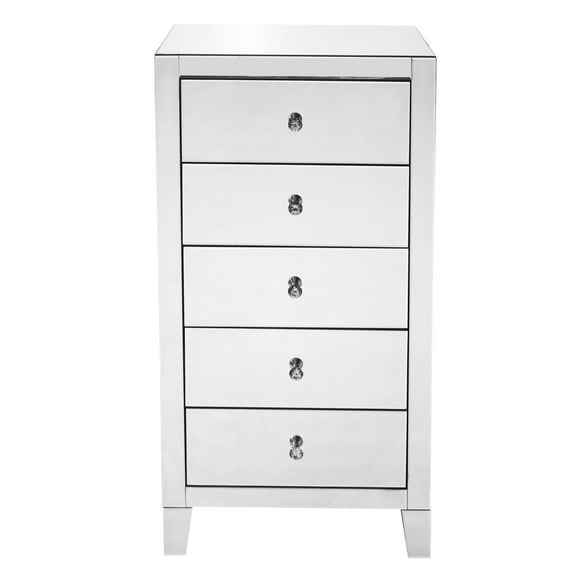 Elegant Decor Contempo 5 Drawer Contemporary Clear MIrrored Chest