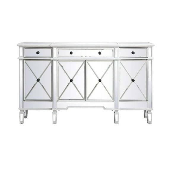 60 inch mirrored credenza in antique white