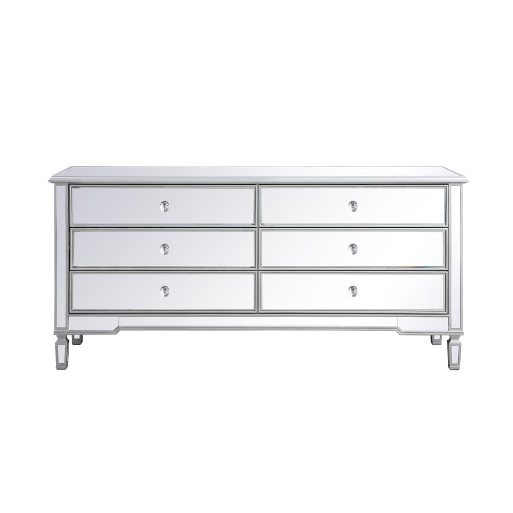 Antique Silver Mirrored Double Dresser with Deep Drawers