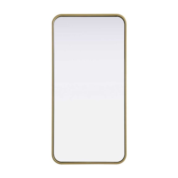 Elegant D?cor Contour Metal Rectangle Mirror 18x36 in Brass