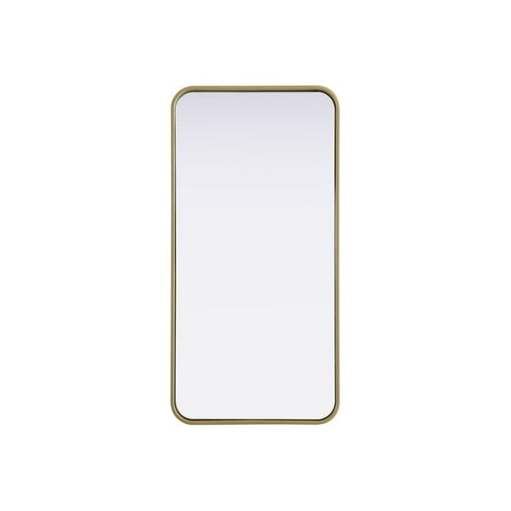 Elegant Decor Contour Metal Rectangle Mirror 18x36 in Brass