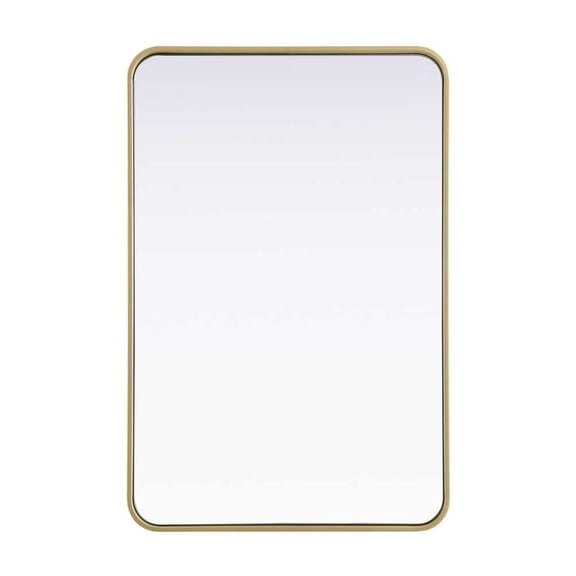 Elegant Decor Contour Metal Rectangle Mirror 24x36 in Brass