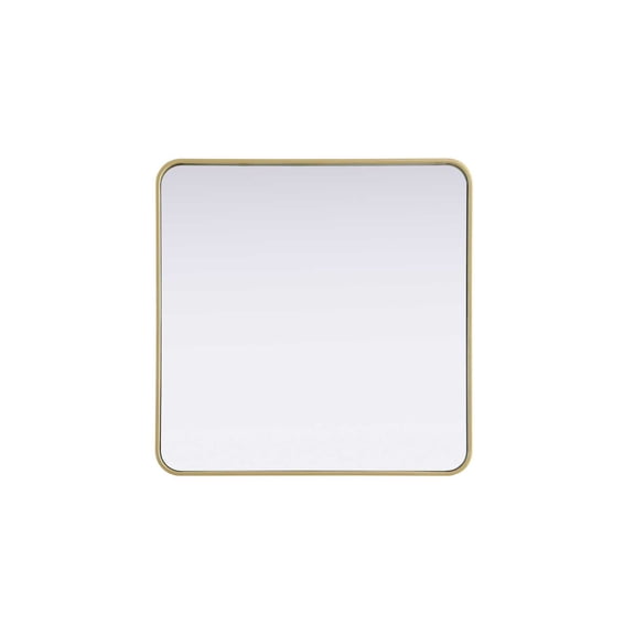 Elegant D?cor Contour Metal Square Mirror 30x30 in Brass