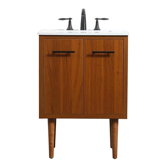 24 inch single bathroom vanity in teak