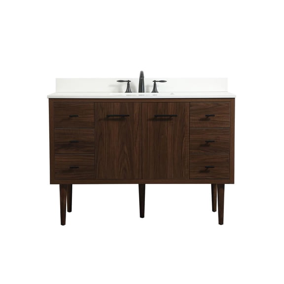 Elegant Decor Cyrus 48" MDF Single Bathroom Vanity with Backsplash in Walnut