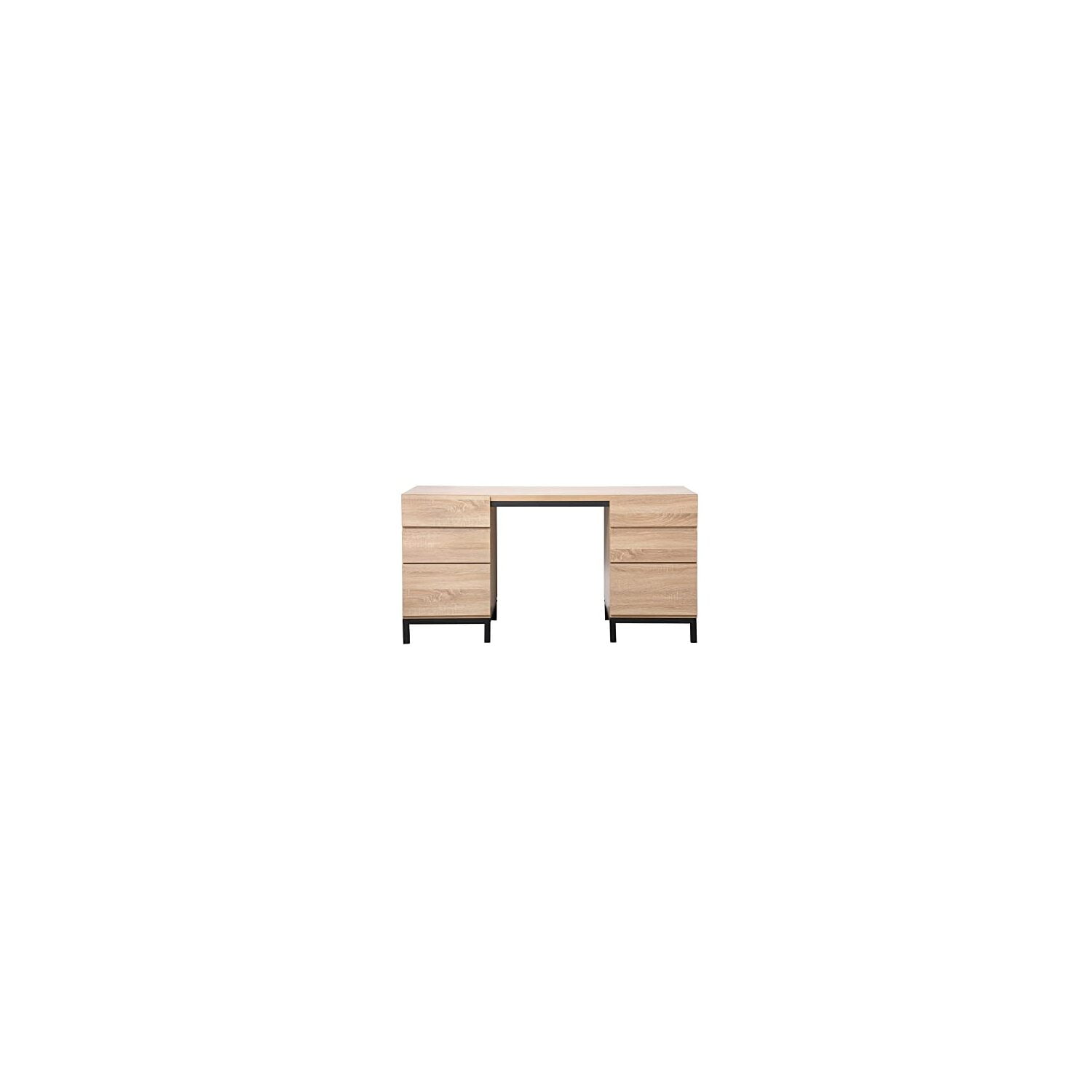 Modern Black Wood 60" Home Office Desk with Filing Cabinets