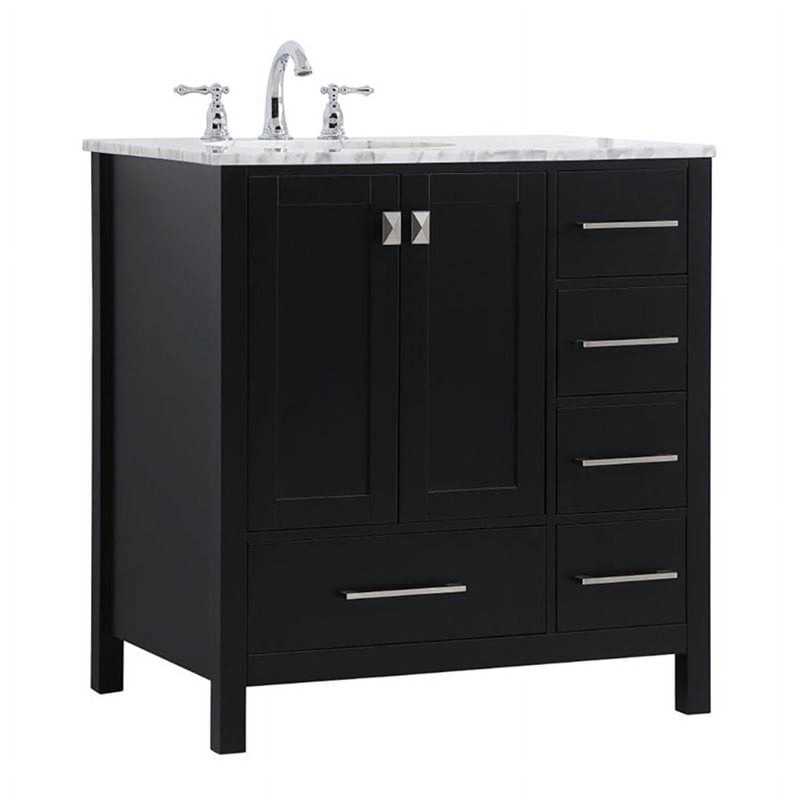 Elegant Decor Erina 32" Steel and Solid Wood Single Bathroom Vanity in Black