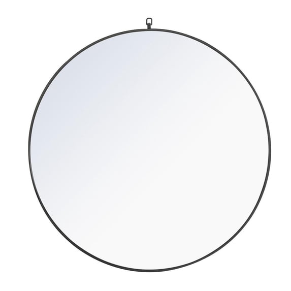 Elegant Decor Metal frame Round Mirror with decorative hook 42 inch Black finish