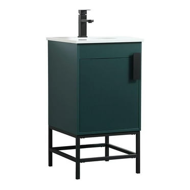 Elegant Decor Eugene 18" Aluminum MDF Single Bathroom Vanity in Green