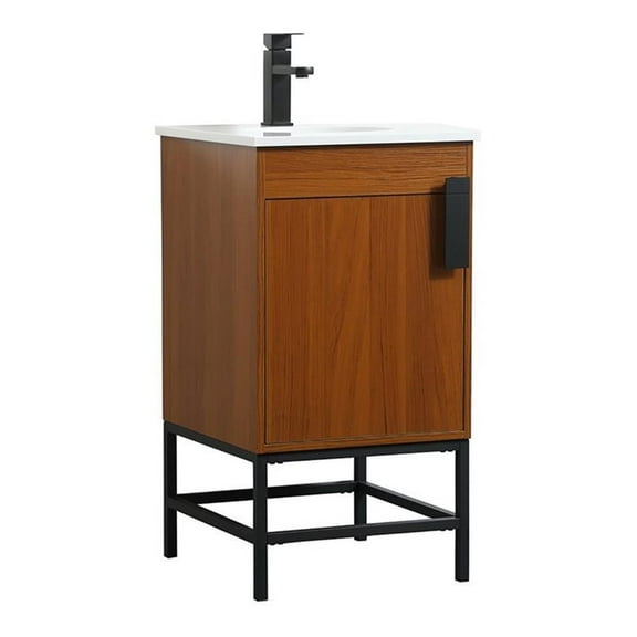 Elegant Decor Eugene 18" Aluminum MDF Single Bathroom Vanity in Teak