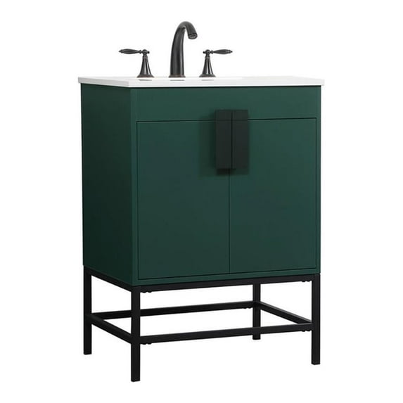 24 inch single bathroom vanity in green