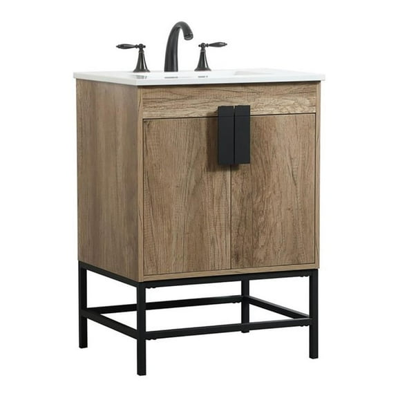 24 inch single bathroom vanity in natural oak