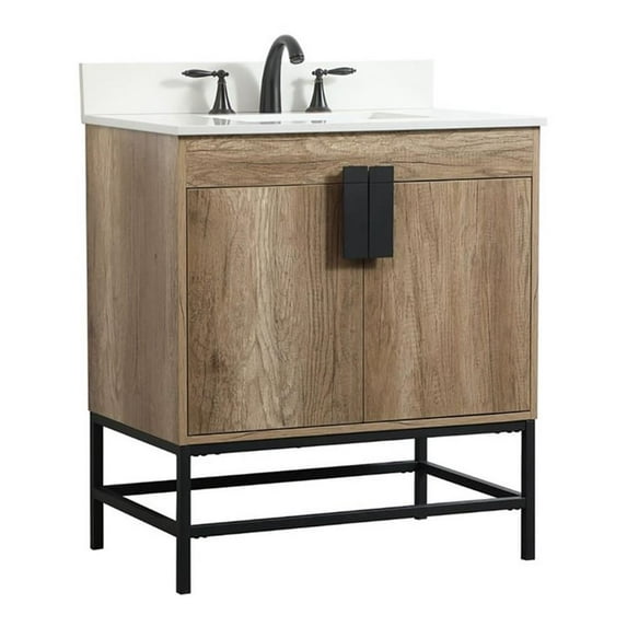 Elegant Decor Eugene 30" Single Bathroom Vanity with Backsplash in Natural Oak