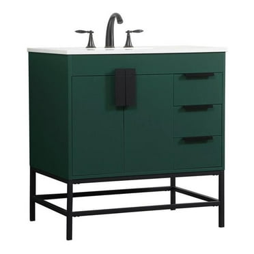Elegant Decor Eugene 32" Aluminum MDF Single Bathroom Vanity in Green
